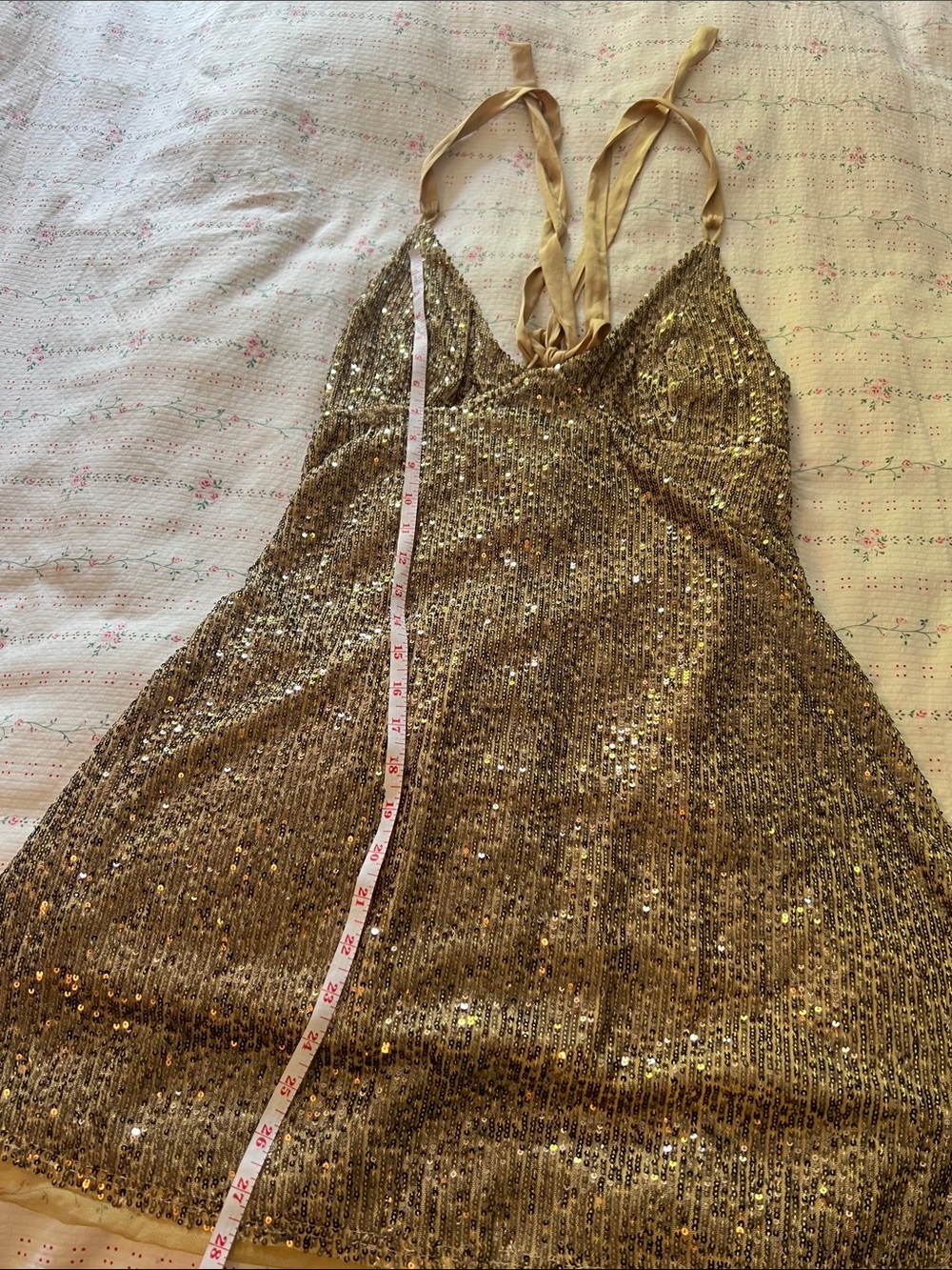 Free People Gold Sequin Mini Slip Dress - Picture 5 of 9